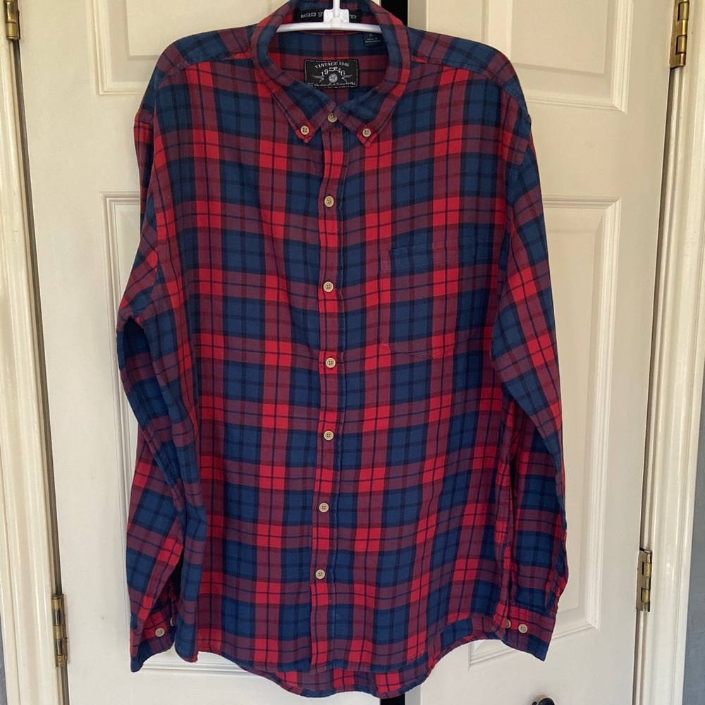 Washed, Stoned & Beaten XL Flannel button down Shirt